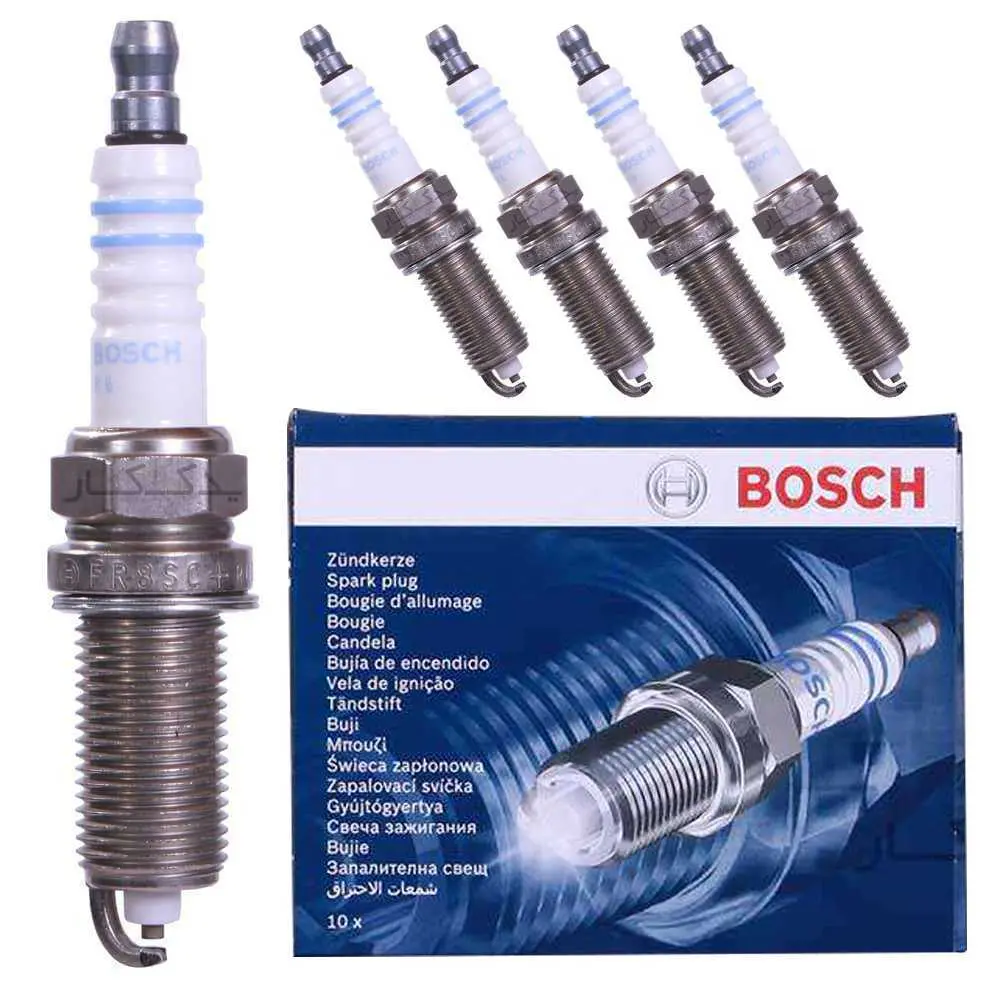 1 شمع پایه بلند FR8SC +42 79001 بوش BOSCH ساخت آلمان با لیبل رمکس پارت (بسته 4 عددی) - Image 1